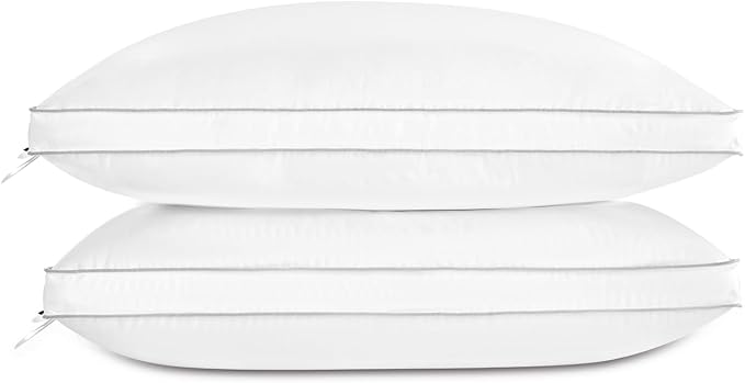 Globon Luxury Feather Down Pillow, Medium Fluffy Pillow King Size, Gusseted Bed by Globon