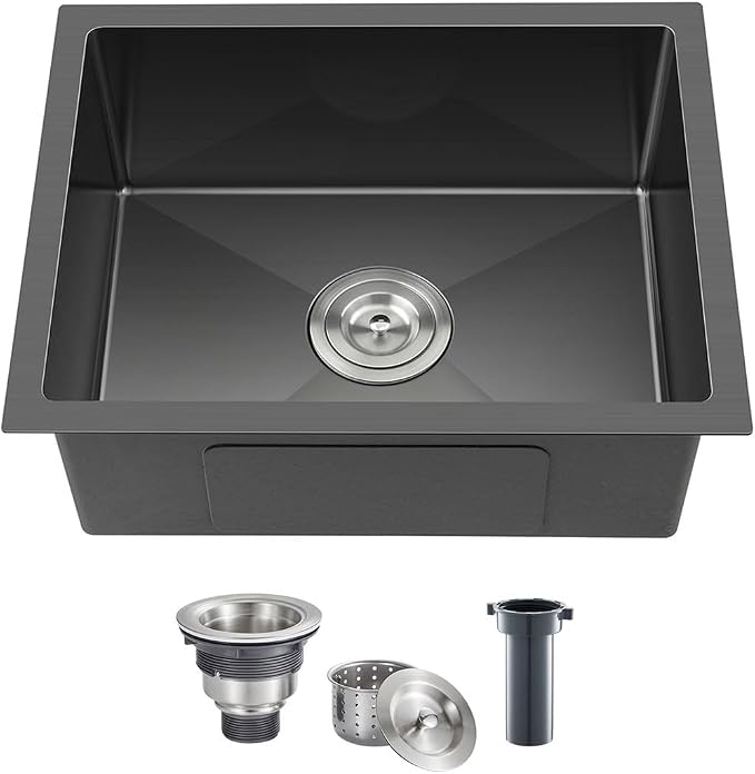 22 x 18 Inch Undermount Kitchen Sink, 18 Gauge Stainless Steel Handmade Single by DROPINKITCHENSINK