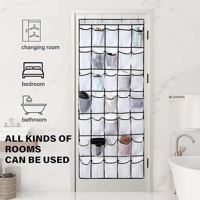 40 Mesh Pocket Over the Door Shoe Organizer, Hanging Shoe Rack - Image 6