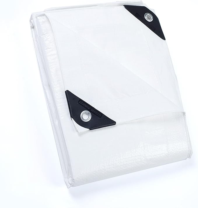 GUARD SHIELD Tarp White 8x8 Feet Multi Purpose Waterproof Poly Tarp Cover 5mil by GUARDSHIELD