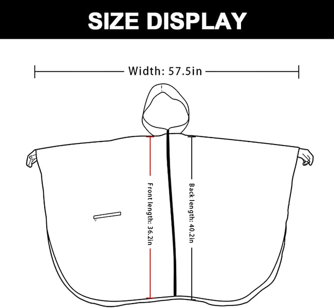 Rain Poncho Jacket Coat Hooded Zipper Style - Image 3