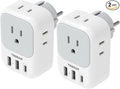 TESSAN 2 Pack Type E F Plug Adapter USB C, Germany France Power Adaptor by TESSAN