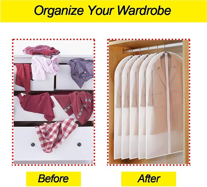 Suit Bags for Closet Storage Garment Bag 24''X40'' Clear Garment Bags for - Image 6