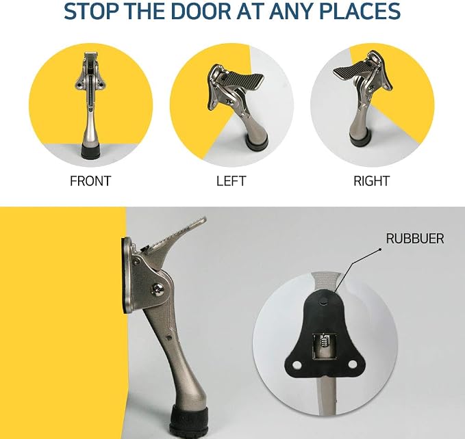 One Touch Kickdown Door Stopper, Door Holder, Heavy Duty Door Stops, Bottom of - Image 5