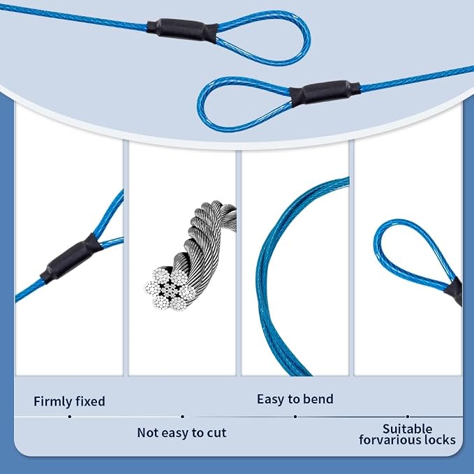 3.3mm Outdoor Travel Stainless Steel Security Cable-20ft Luggage Lock Safety - Image 4