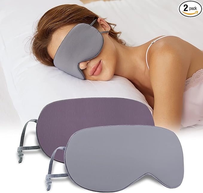 Sleeping Mask 2 Pack, Cool Double-Sided Use of Sleep Mask, Super Soft Blindfold by BATHRINS