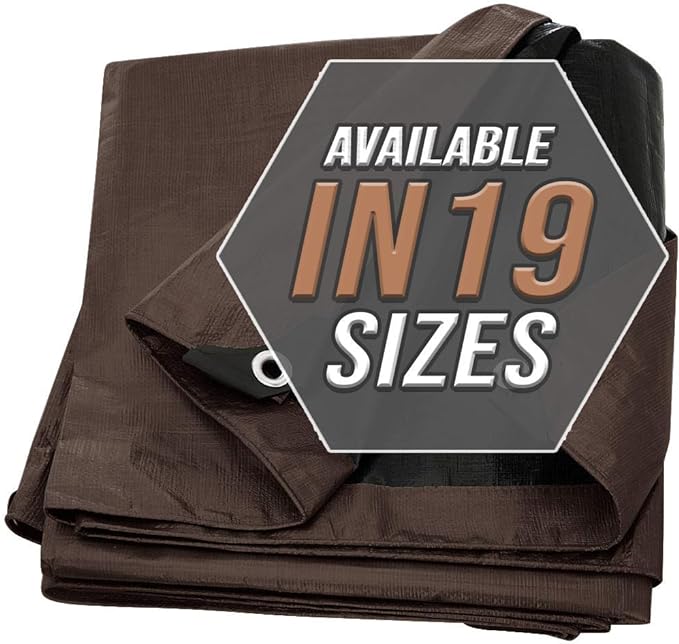 Tarp Cover Brown/Black Heavy Duty 20 Mill Thick Material, Waterproof, RV Or by Trademark+Supplies