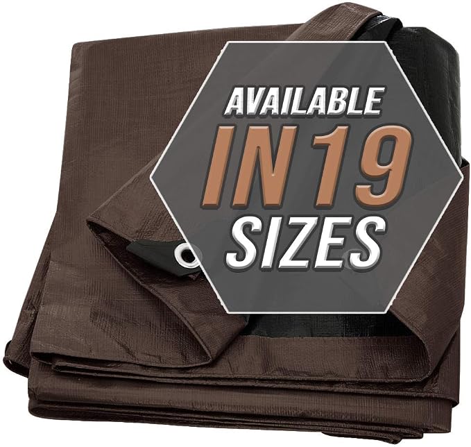 Tarp Cover Brown/Black Heavy Duty 9'X12' Thick Material, Waterproof, RV Or Pool by Trademark+Supplies