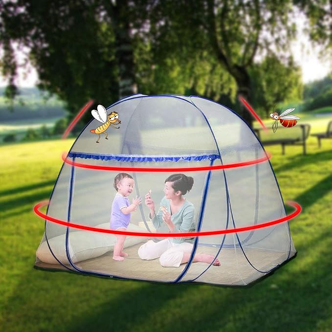 Pop up Mosquito net Double Bed, L75x W40 x H43， Zipper Portable Tent Travel - Image 4
