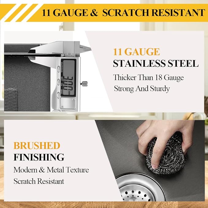Black Kitchen Sink, Stainless Steel Topmount 25x22x9 Inch Single Bowl Drop In - Image 3