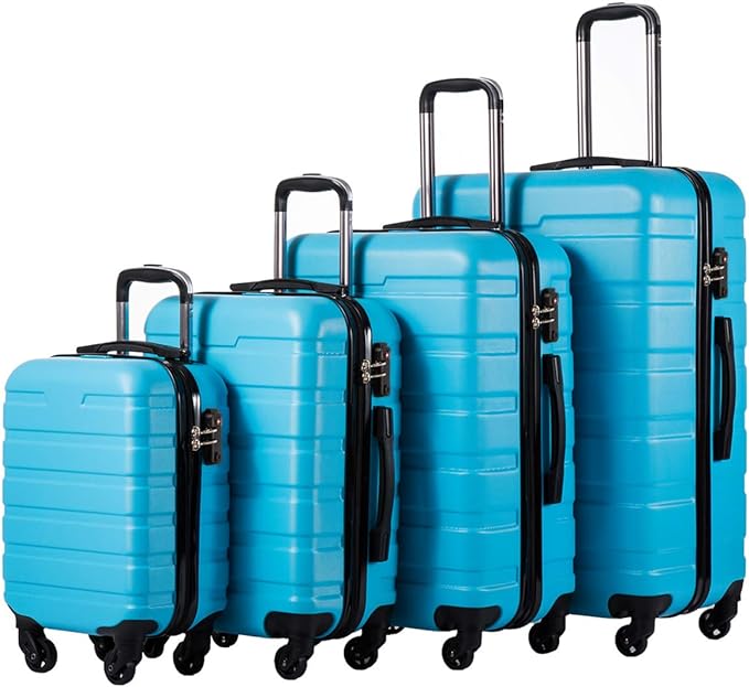 Coolife Luggage 4 Piece Set Suitcase Spinner Hardshell Lightweight TSA Lock by COOLIFE
