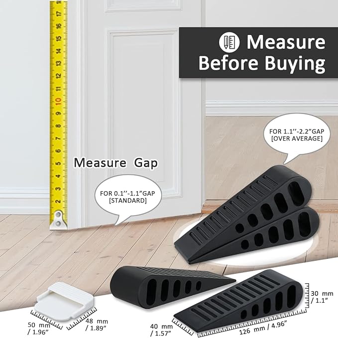 JQK Rubber Door Stopper Wedge, Wooden Floor, DSB61-BK-P4 - Image 2