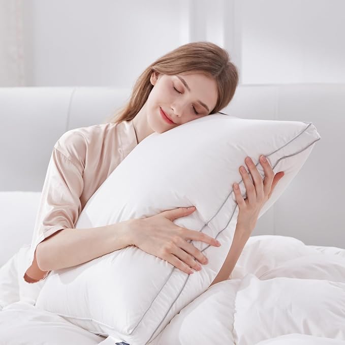 Globon Luxury Feather Down Pillow King Size, Firm Gusseted Bed Pillows by Globon