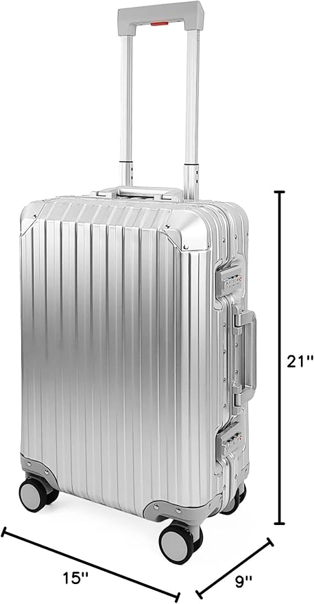 All Aluminum Luggage Suitcase 3 Sizes TSA Lock Carry On Silver - Image 7