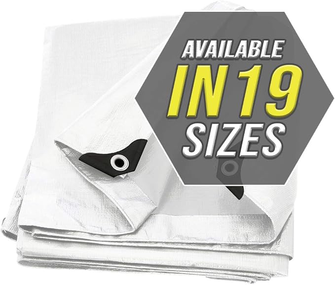Tarp Cover White Heavy Duty 20 Mill Thick Material, Waterproof 18'X24' Great by Trademark+Supplies