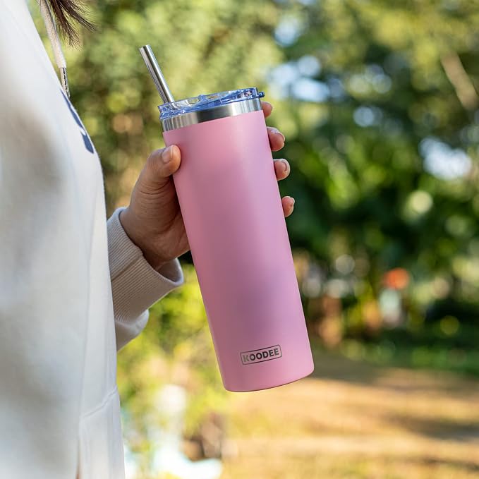 koodee 20 oz Tumbler with Lid and Straw-2 Pack Stainless Steel Insulated Coffee - Image 8