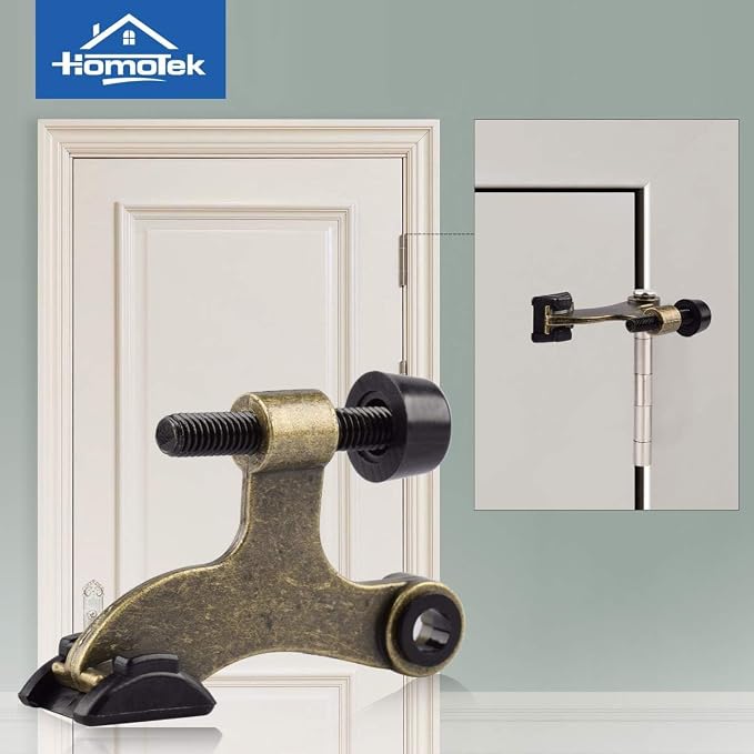 HOMOTEK 4 Pack Hinge Pin Antique Brass Door Stopper, Adjustable Deluxe Heavy - Image 5