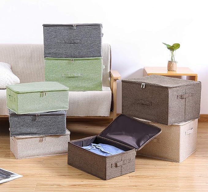 ANMINY 2PCS Storage Bins with Zipper Lids 51.9 Qt Lidded Fabric Storage Boxes - Image 7
