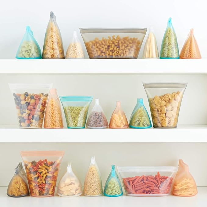 Zip Top Reusable Food Storage Bags | 2 Bag Set | Silicone Meal Prep Container | - Image 6