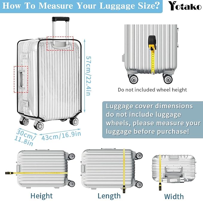 Yotako Clear PVC Suitcase Cover Protectors 24 Inch Luggage Cover - Image 6