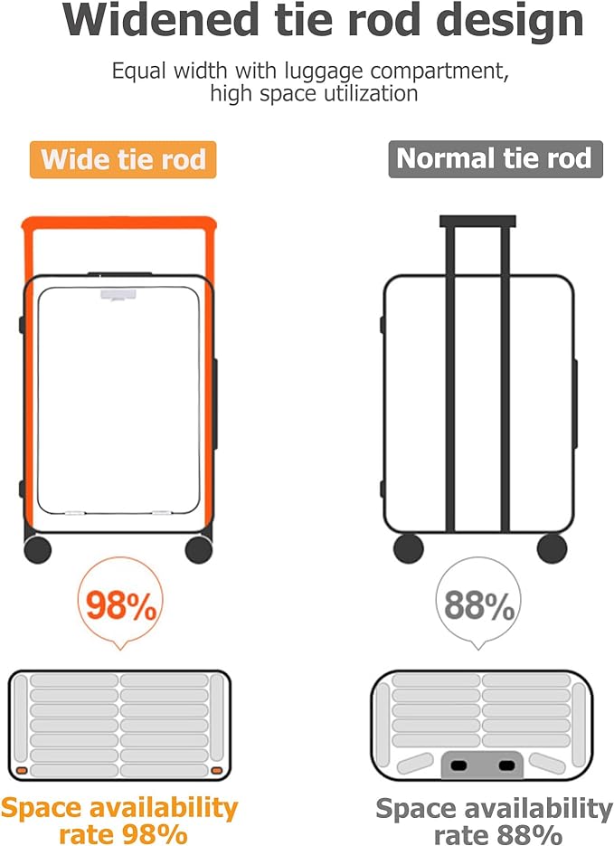 feilario 24" Aluminum Frame Wide Handle Hard Shell Carry On Suitcase - Image 2