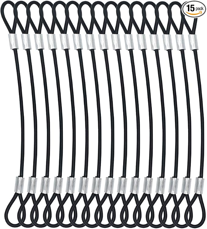 15 pcs 7.9 inch 3mm Thickness Galvanized Steel Wire Cable by Bytiyar