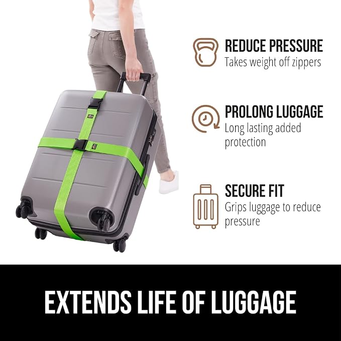 GORILLA GRIP Heavy Duty 8 Pack Adjustable Luggage Straps - Image 5