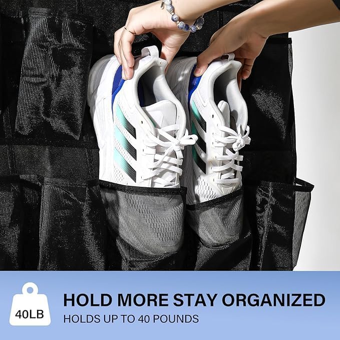 28 Mesh Pockets Hanging Shoe Organizer, Over the Door Shoe Organizer，Closet - Image 4