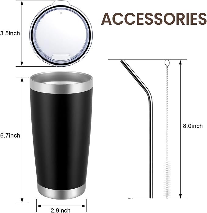 MEWAY 20oz Tumbler 8 Pack Double Wall Vacuum Insulated Travel Glitter Mug Bulk - Image 9