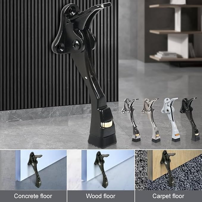 3 Packs Heavy Duty Kickdown Door Stopper, One Touch Adjustable Kickdown Door - Image 4