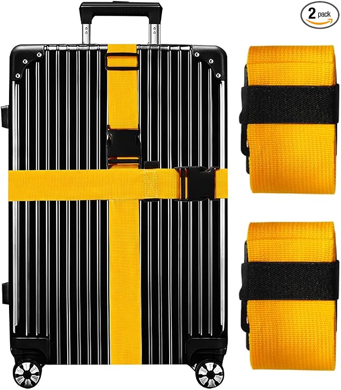 Luggage Straps for Suitcases TSA Approved-2 Pack Bright Personalized Luggage by GOWRAPS