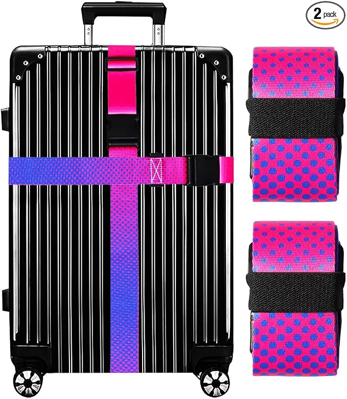 Luggage Straps for Suitcases TSA Approved-2 Pack Bright Personalized Luggage by GOWRAPS