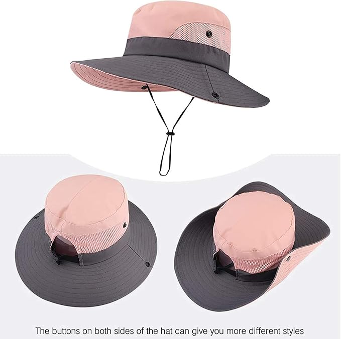 ZOORON Women's Ponytail Safari Sun Hat, Wide Brim UV Protection Outdoor Bucket - Image 5