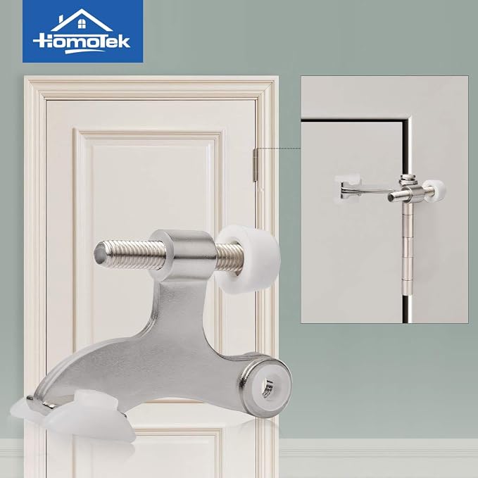 HOMOTEK 4 Pack Hinge Pin Satin Nickel Door Stopper, Adjustable Deluxe Heavy - Image 6