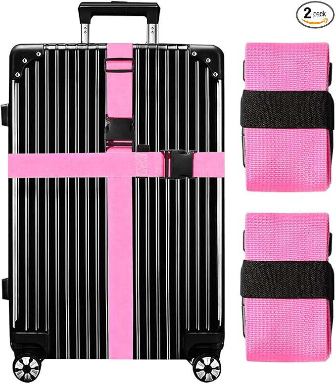 Luggage Straps for Suitcases TSA Approved-2 Pack Bright Personalized Luggage by GOWRAPS