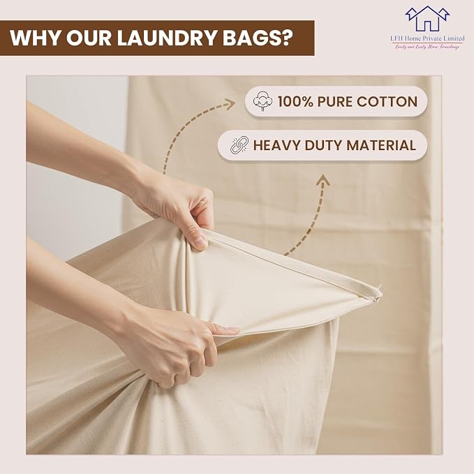 LFH Home Cotton Canvas Large Laundry Bag - Image 8
