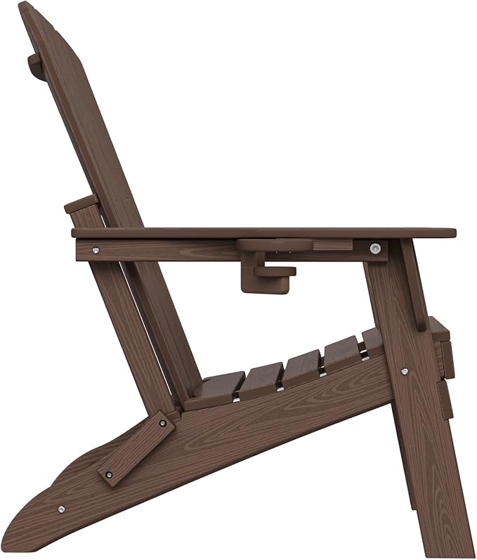 Folding Adirondack Chair with Cup Holder, HDPE Patio Chairs, All-Weather - Image 3