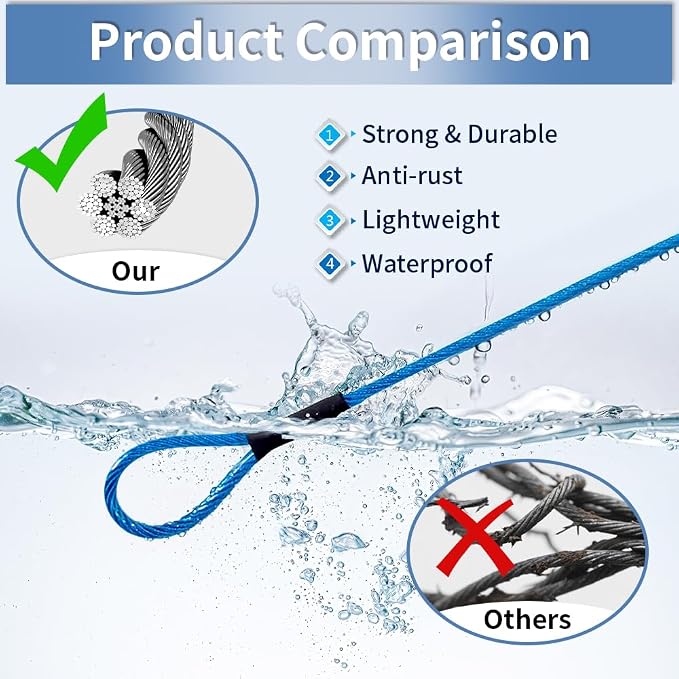 3.3mm Outdoor Travel Stainless Steel Security Cable-3ft Luggage Lock Safety - Image 3