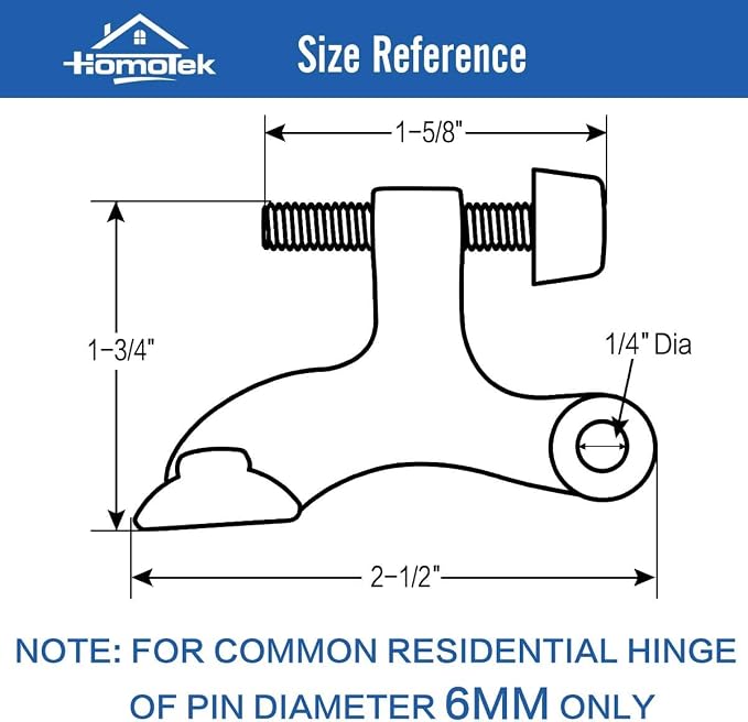 HOMOTEK 12 Pack Hinge Pin Black Door Stopper, Adjustable Deluxe Heavy Duty Door - Image 3