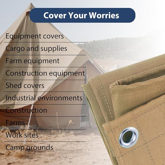 6’x8’ Canvas Tarps Heavy Duty Waterproof Tarpaulins - Image 7