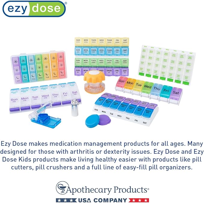 EZY DOSE Weekly Pill Planner, Medicine Case, Vitamin Organizer Box, Waterproof - Image 5