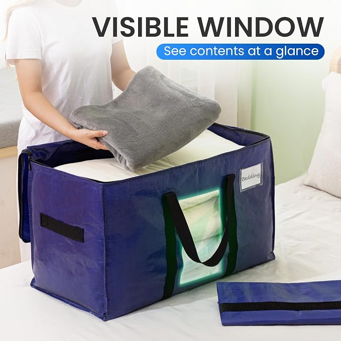 TAILI 10 Pack Dark Blue Extra Large Moving Bags, Heavy Duty Totes - Image 3