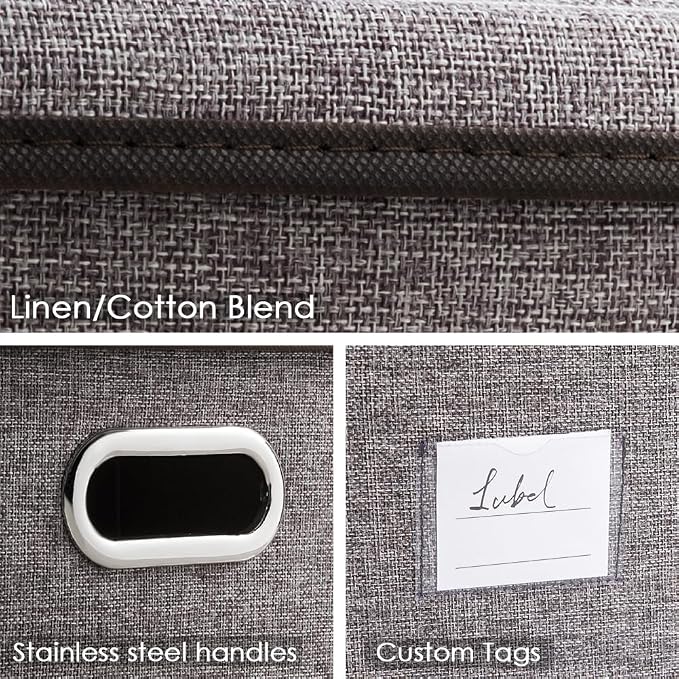 PRANDOM Storage Bins with Lids Linen Fabric Foldable Storage Boxes Organizer - Image 4