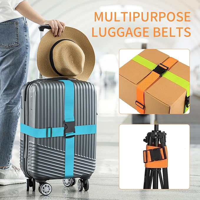 BILIONE 4 Pack Luggage Straps 79" Long Belts Keep Suitcase Secure While - Image 4