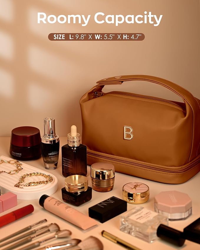 Gifts With Initials for Women, Personalized Makeup Bag with Handle, Initial - Image 3
