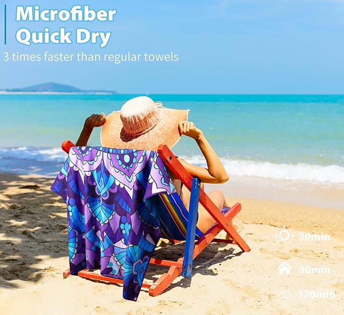4 Pack Microfiber Oversized Lightweight Beach Towel 71"x32" Extra Thin Large - Image 6