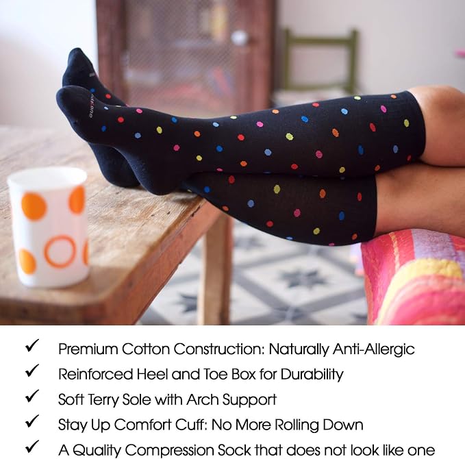 Cotton Compression Socks for Women & Men. 15-20 mmHg Support Knee-High Berry - Image 2