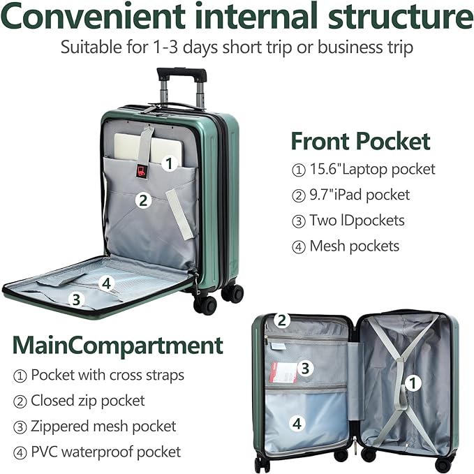 TydeCkare 20 Inch Carry On Luggage - Image 3