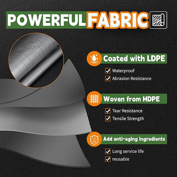 RAINDEWAY Tarps Heavy Duty Waterproof 30x40 Feet, 10 Mil Thick Multipurpose UV - Image 3