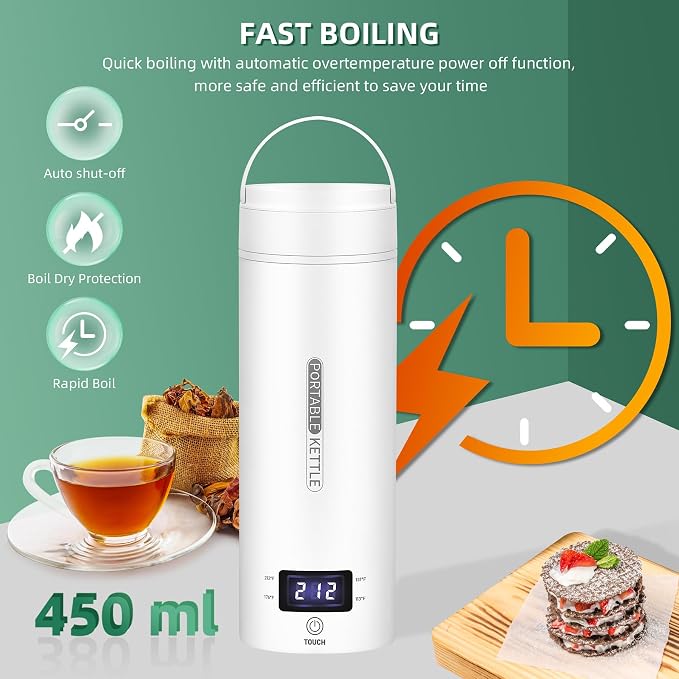 Travel Electric Kettle Portable Small Mini Tea Coffee Kettle Water Boiler - Image 3